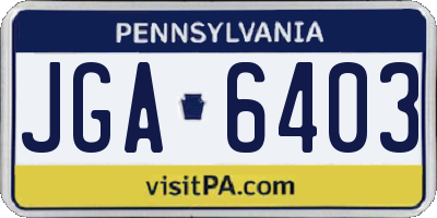 PA license plate JGA6403