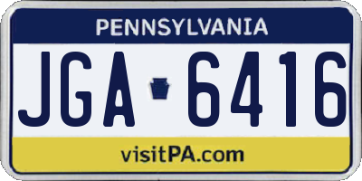 PA license plate JGA6416