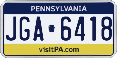 PA license plate JGA6418