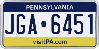 PA license plate JGA6451