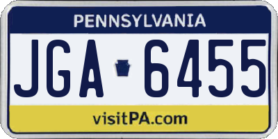 PA license plate JGA6455