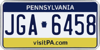 PA license plate JGA6458