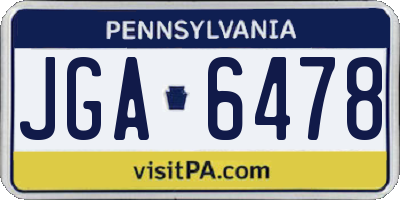 PA license plate JGA6478