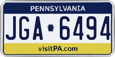 PA license plate JGA6494
