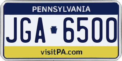 PA license plate JGA6500