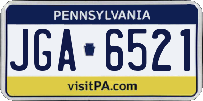 PA license plate JGA6521