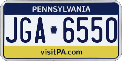 PA license plate JGA6550