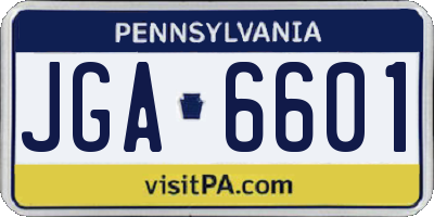 PA license plate JGA6601