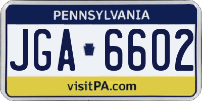 PA license plate JGA6602