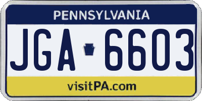 PA license plate JGA6603