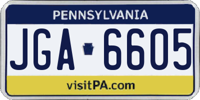 PA license plate JGA6605