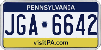 PA license plate JGA6642
