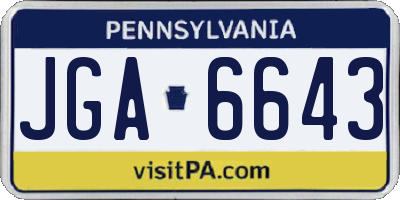 PA license plate JGA6643