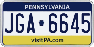 PA license plate JGA6645