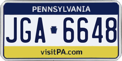 PA license plate JGA6648