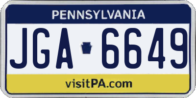 PA license plate JGA6649