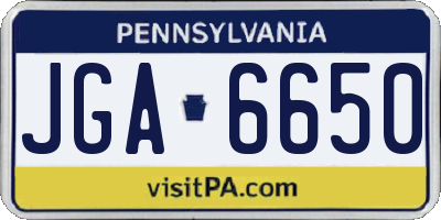 PA license plate JGA6650