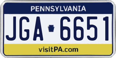 PA license plate JGA6651
