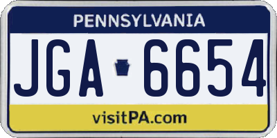 PA license plate JGA6654
