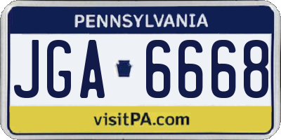 PA license plate JGA6668