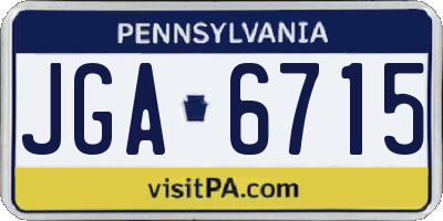PA license plate JGA6715