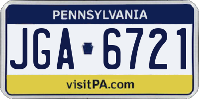 PA license plate JGA6721