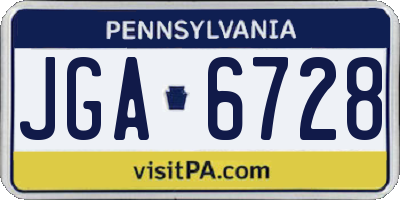 PA license plate JGA6728