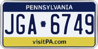PA license plate JGA6749