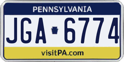 PA license plate JGA6774