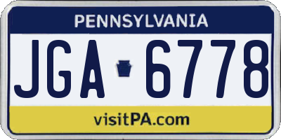 PA license plate JGA6778