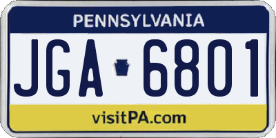 PA license plate JGA6801