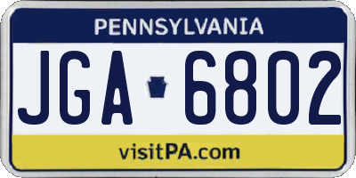 PA license plate JGA6802
