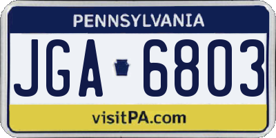 PA license plate JGA6803