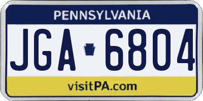 PA license plate JGA6804