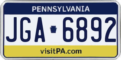 PA license plate JGA6892