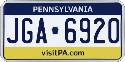 PA license plate JGA6920