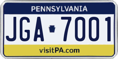 PA license plate JGA7001