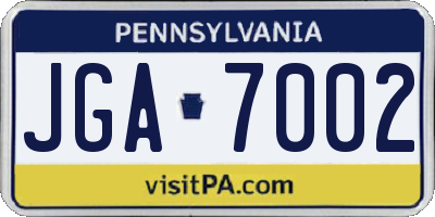 PA license plate JGA7002