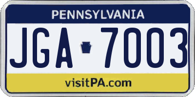 PA license plate JGA7003