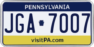 PA license plate JGA7007