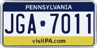 PA license plate JGA7011