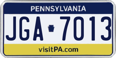 PA license plate JGA7013