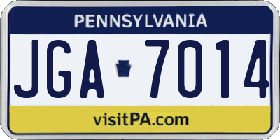 PA license plate JGA7014