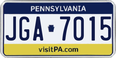 PA license plate JGA7015