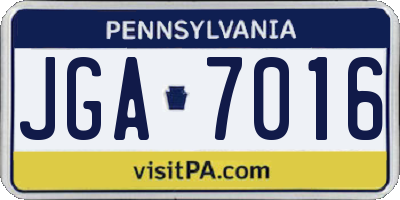 PA license plate JGA7016
