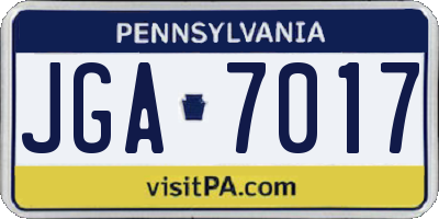 PA license plate JGA7017