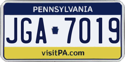 PA license plate JGA7019