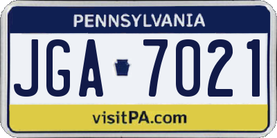 PA license plate JGA7021