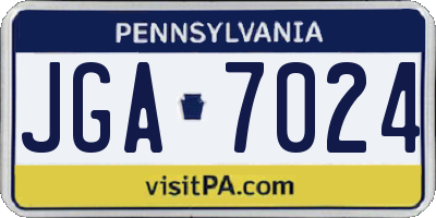 PA license plate JGA7024