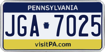 PA license plate JGA7025